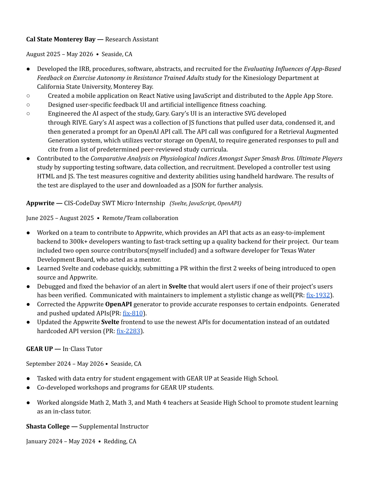 Micah Heneveld resume, page 2