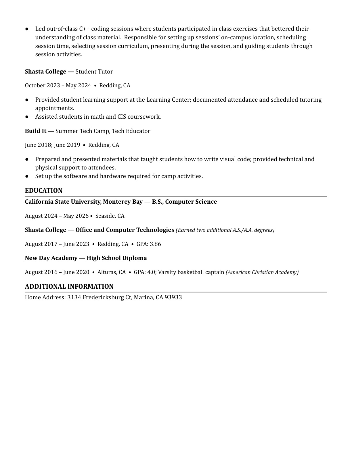 Micah Heneveld resume, page 3